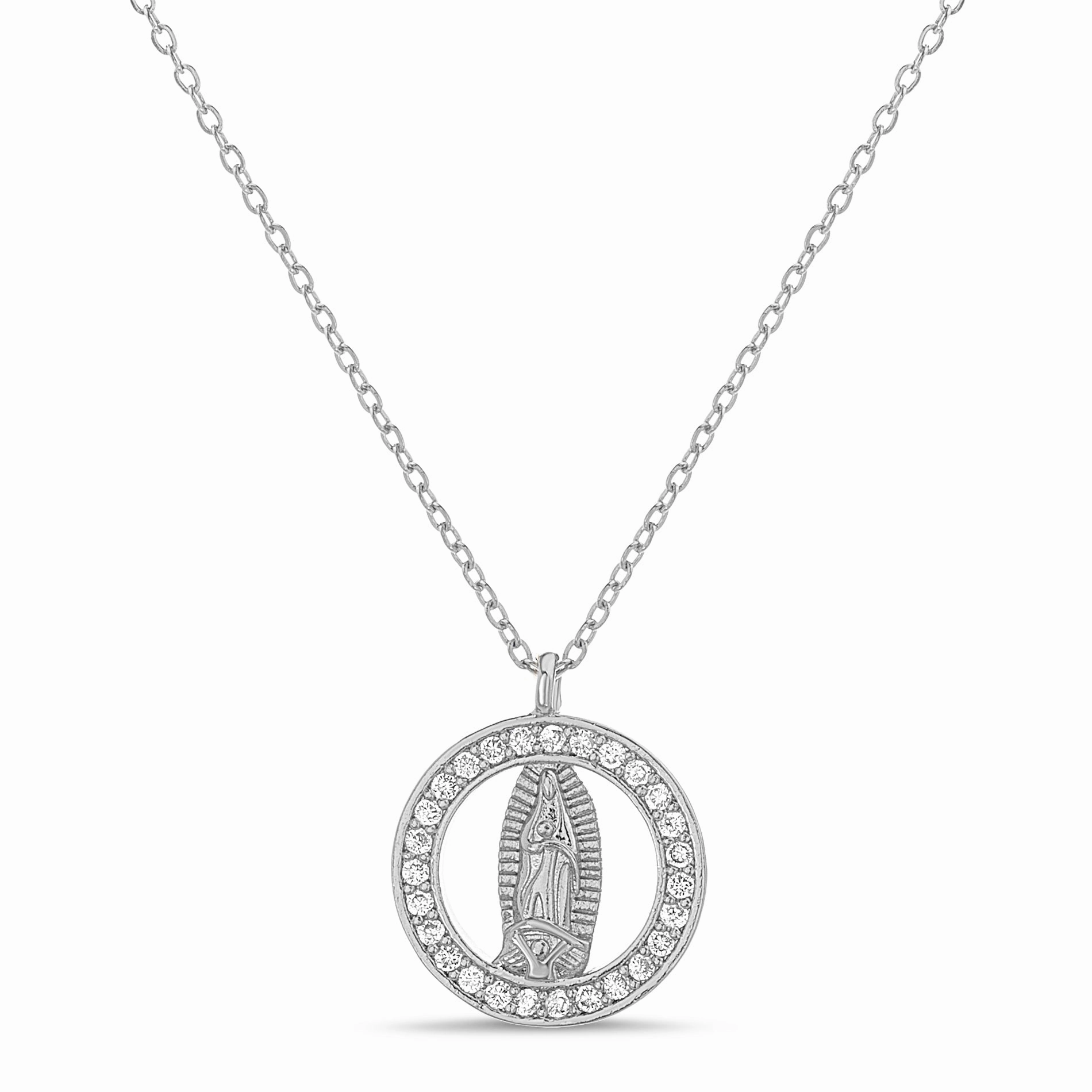 My Bible Stainless Steel Cubic Zirconia Religious Figure Open Pendant Necklace youth choice