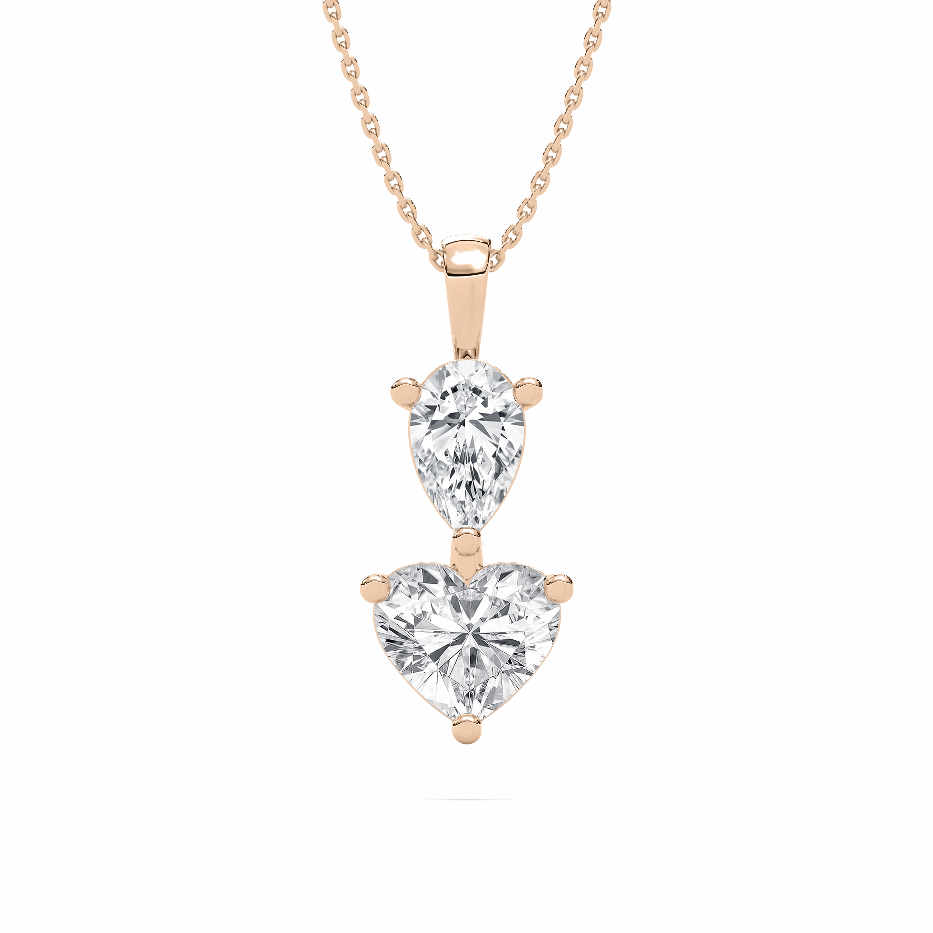 Exclusive Accessory Glam Girl 3 ctw Pear and Heart Lab Grown Diamond Two Stone Pendant - 18 Inches