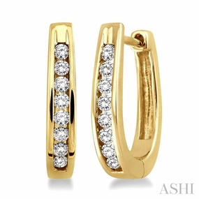 1/4 ctw Round Cut Diamond Hoop Earrings in 14K Yellow Gold Custom Accessories