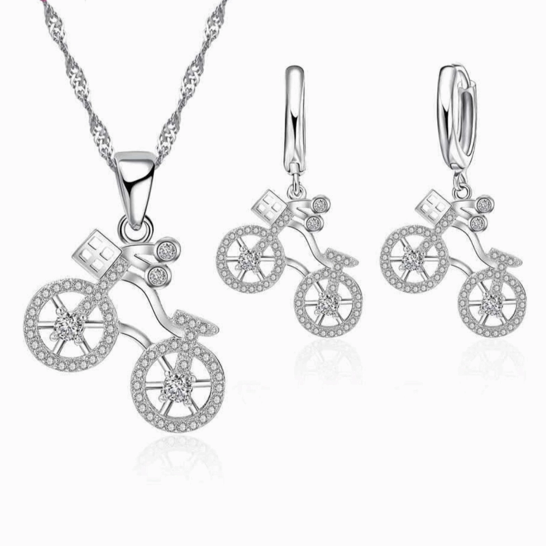 Cherished Item Cycolinks Bicycle Earring & Necklace Set Design Evolution