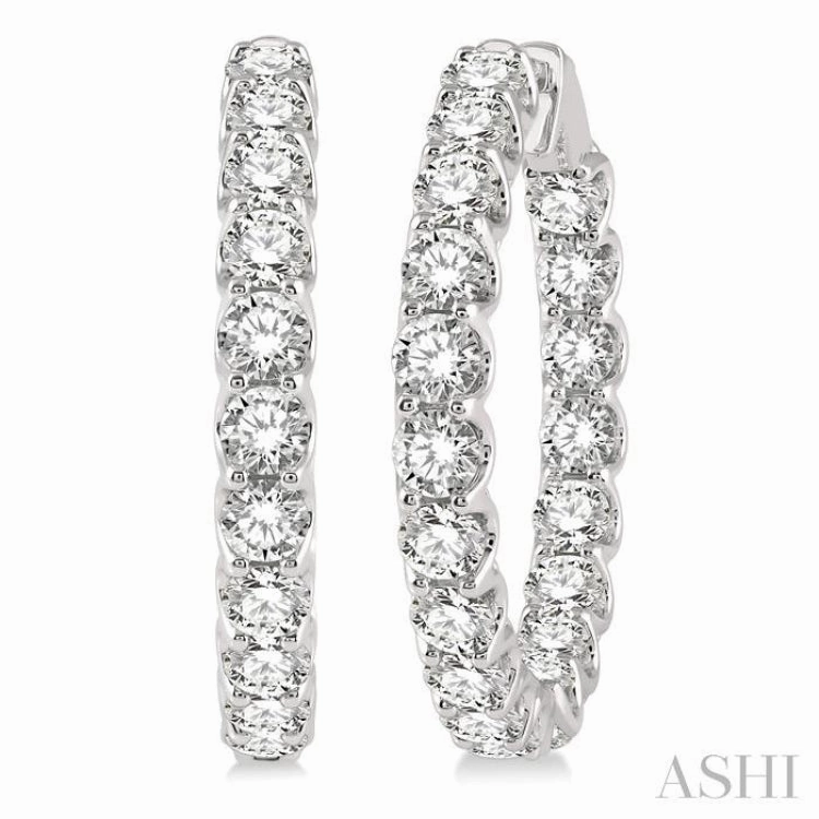 10 Ctw Inside-Out Round Cut Diamond Hoop Earrings in 14K White Gold Cool Spark Delicate Detail