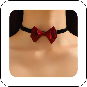 Vintage Black Velvet Choker Necklace Velvet Red Bow Necklace Short Satin Necklace Gothic Velvet Ribbon Collar Necklace Jewelry for Women