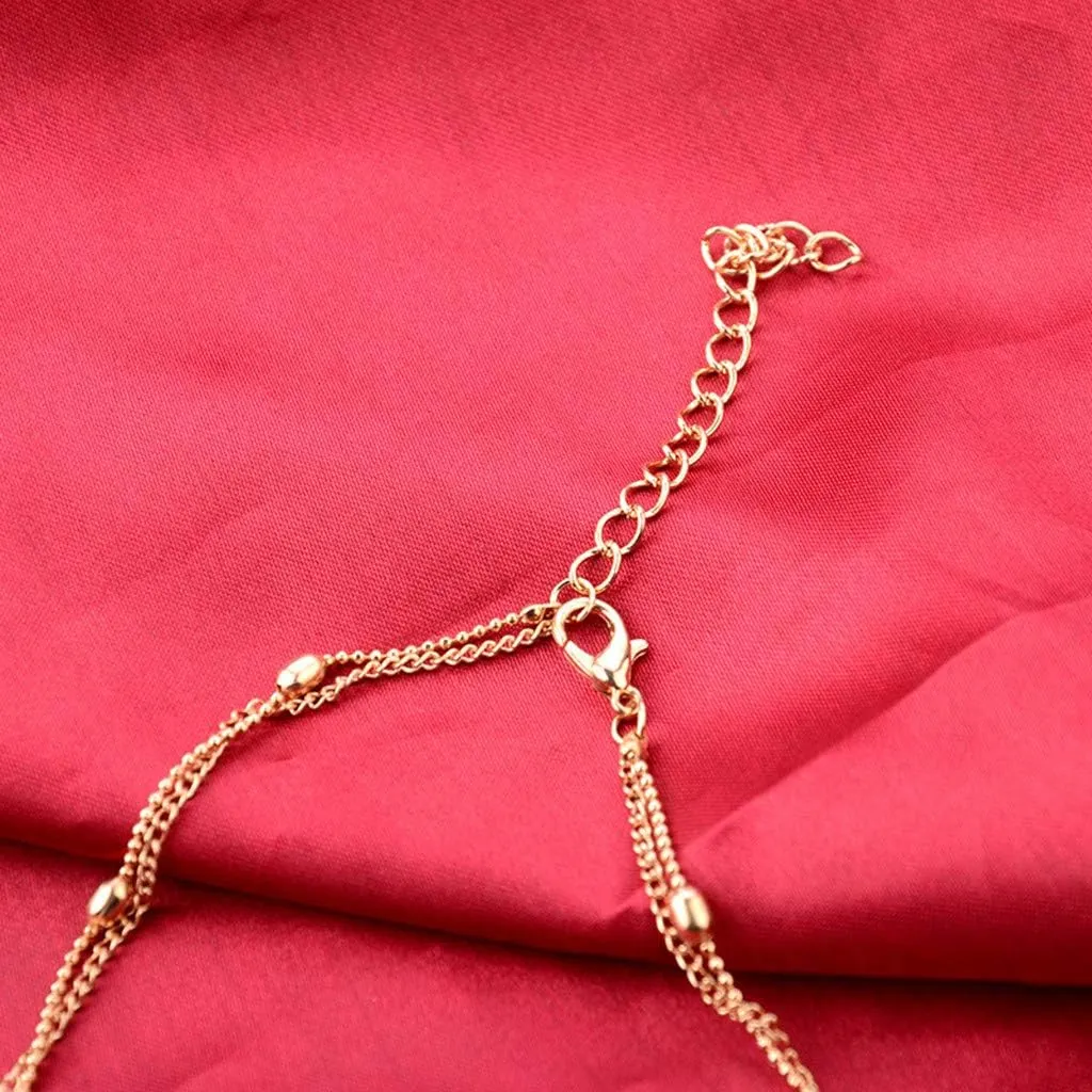 Vintage Bohemian Choker Necklace Heart Beads Pendant Necklaces Layered Dainty Anniversary Necklaces for Women