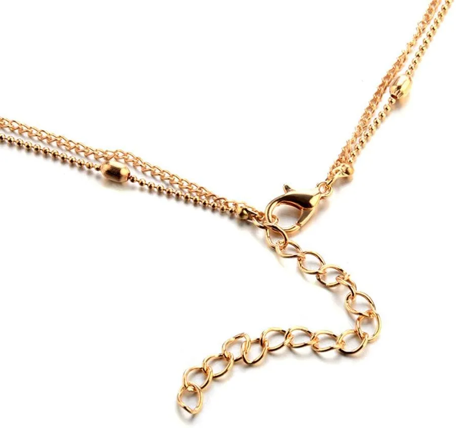 Vintage Bohemian Choker Necklace Heart Beads Pendant Necklaces Layered Dainty Anniversary Necklaces for Women