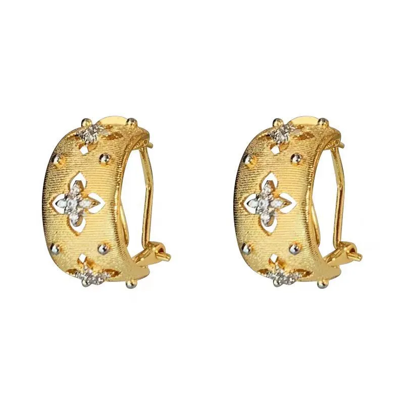 Vintage Clover Gold Stud Earrings JLT12851