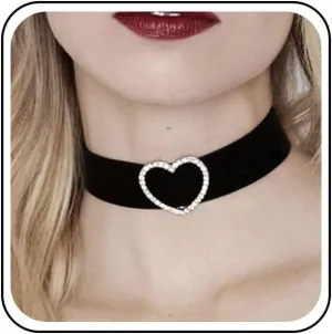 Vintage Crystal Heart Velvet Choker Necklace Black Velvet Ribbon Velvet Necklace Short Suede Choker Necklace Leather Choker Necklace Satin Collar Necklace Jewelry for Women