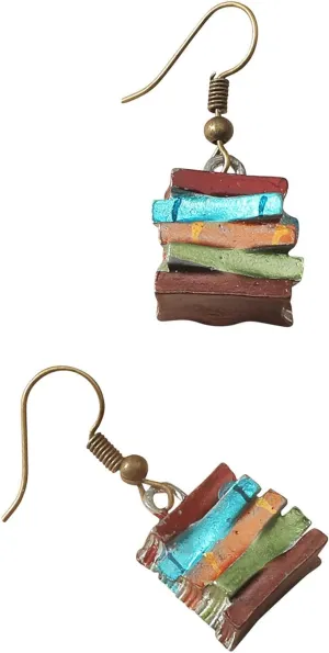 Vintage Library Books Drop Earrings for Women Cute Dangle Earrings Anniversary Birthday Jewelry Gift (Multicolor, One Size)