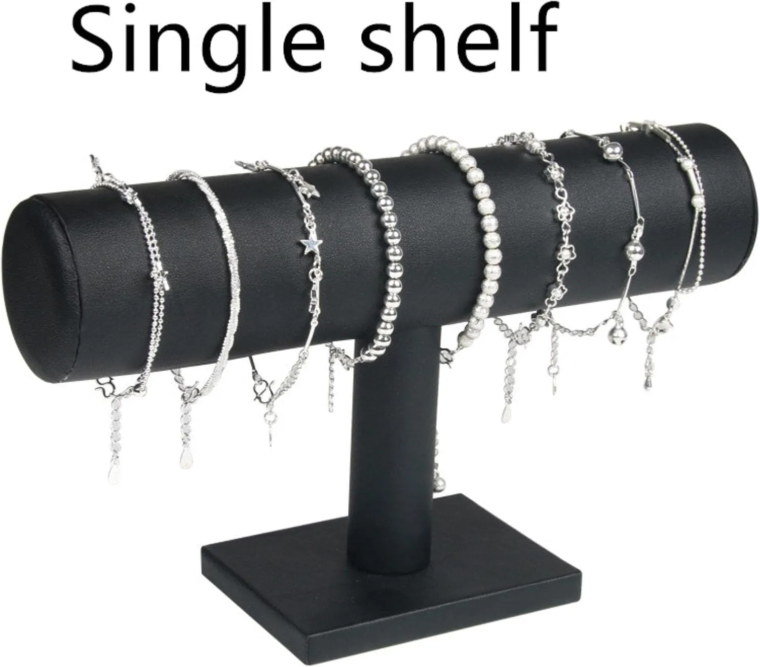 Vintage PU Leather/Velvet Bracelet Chain Watch T-Bar Rack Jewelry Organizer Hard Display Stand Holder