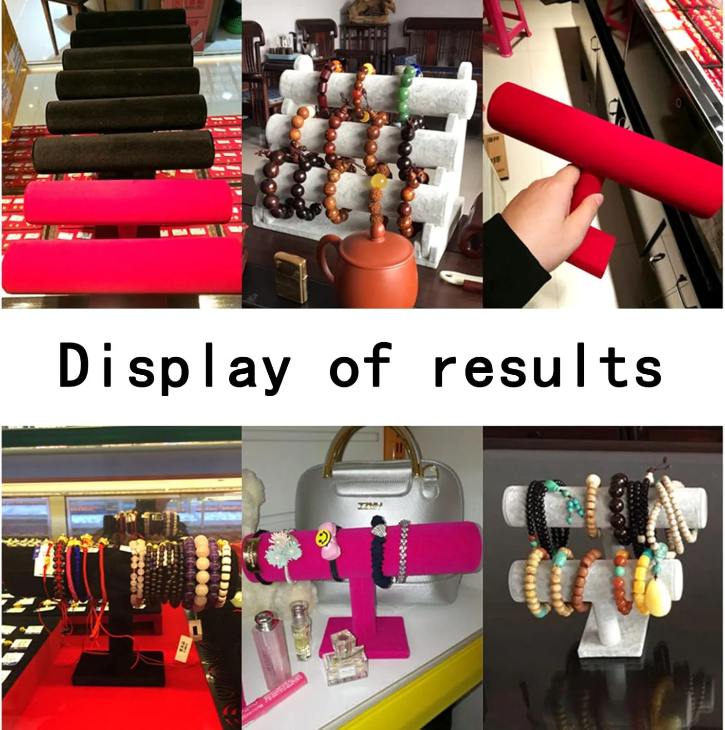 Vintage PU Leather/Velvet Bracelet Chain Watch T-Bar Rack Jewelry Organizer Hard Display Stand Holder