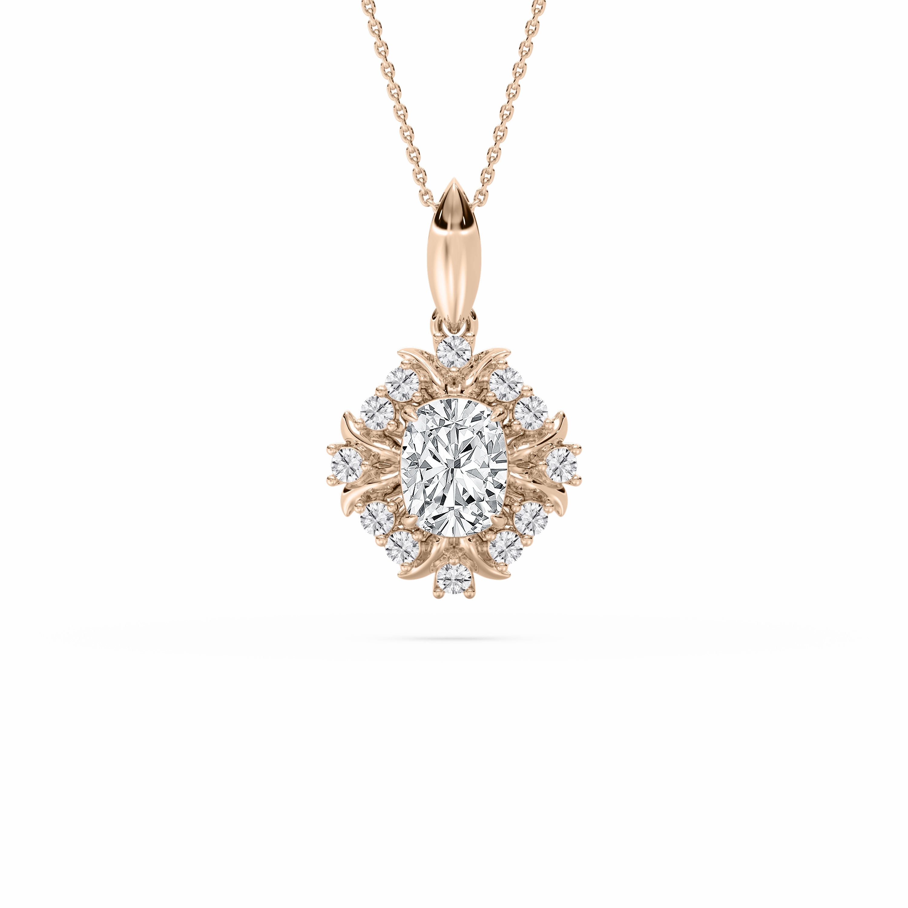 2 ? ctw Elongated Cushion Lab Grown Diamond Intricate Halo Drop Pendant - 18 Inches For Daughter Home Gift