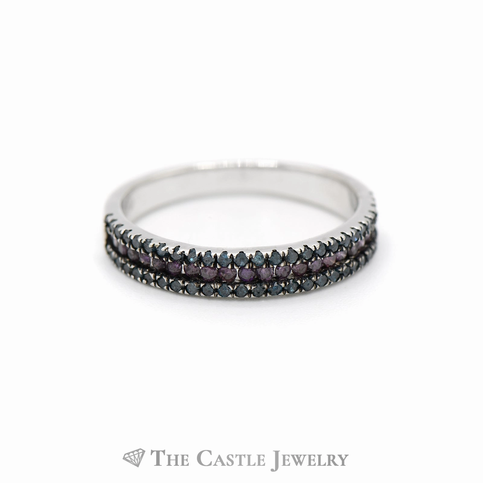 .50CTTW Red and Blue Diamond Wedding Band in 10KT White Gold Unique Object