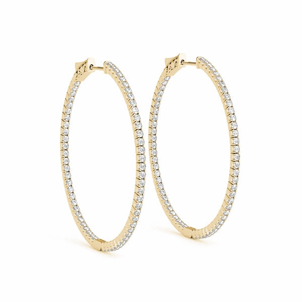 Attractive Finish Diamond Inside Out Hoop Earrings in Multiple Gold Options