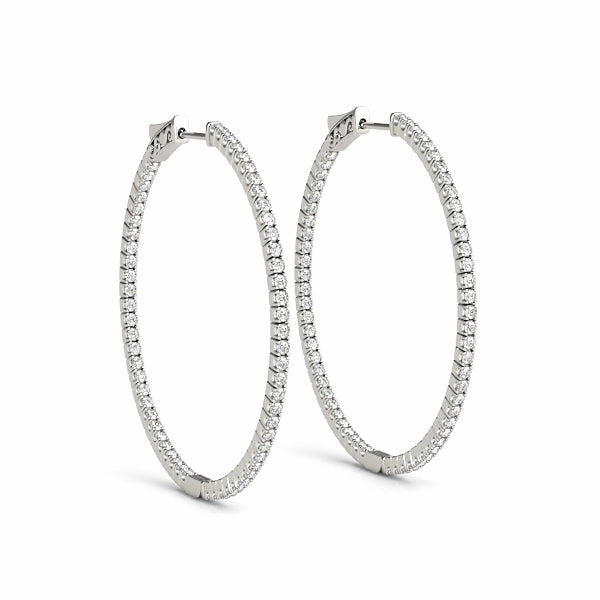 Diamond Inside Out Hoop Earrings in Multiple Gold Options Modernist Accessory Chic Style
