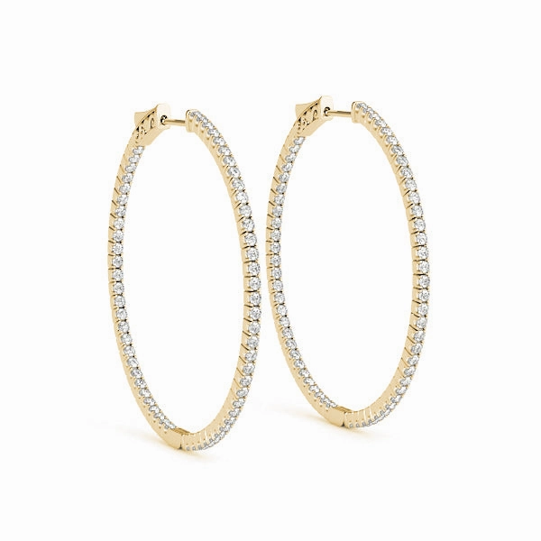 Business Embellishment Simple Vibe Diamond Inside Out Hoop Earrings in Multiple Gold Options