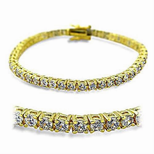 415904 - Gold Brass Bracelet with AAA Grade CZ  in Clear Quick Satisfaction