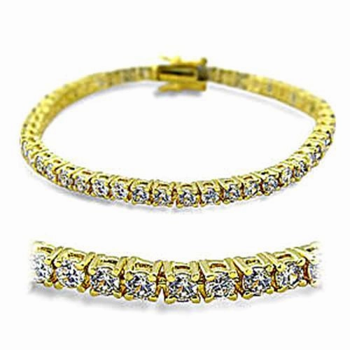 415904 - Gold Brass Bracelet with AAA Grade CZ  in Clear Complete Selection Convertible Design
