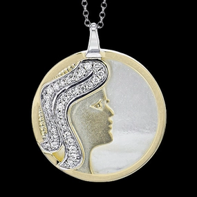 VIRGO-Y Pendant in 14k Gold with Diamonds Family Present