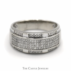 Amazing Style Chic Look Men's 1/3cttw Pave Set Diamond Cluster Ring in 10k White Gold
