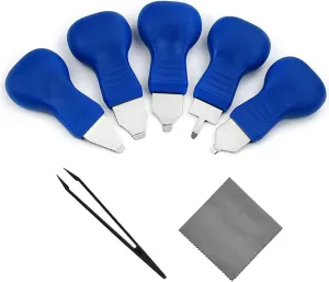 Watch Case Back Opener Tool Set, 7 in 1 Watch Back Remover Tool Kit with Anti-Static Tweezers and Cleaning Cloth, 5 Colors