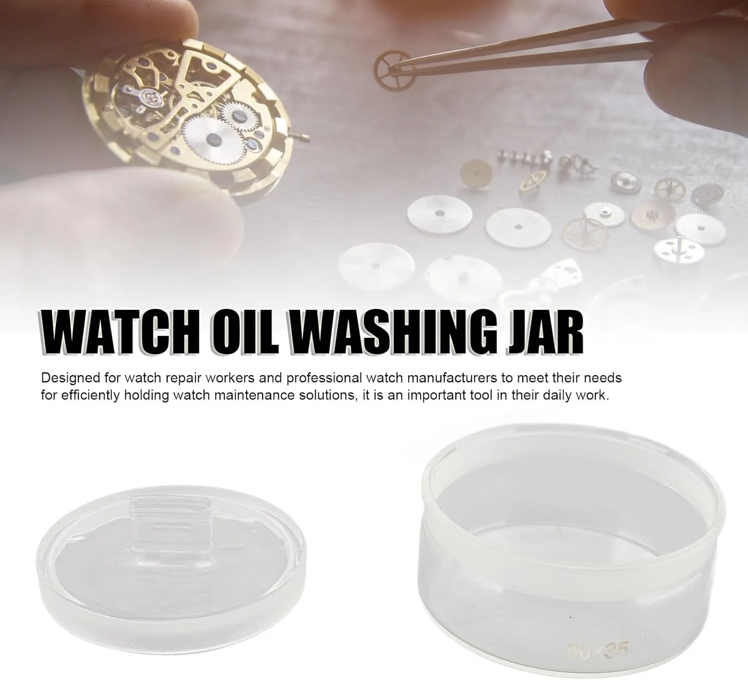 Watch Oiler Kit, Watch Oil Washing Jar Glass Watch Movement Washing Canister, Watch Oil Washing Jar Glass Watch Movement Repair Pot, Watch Repairing Accessory for Cleaning