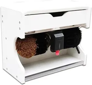 White Electric Shoe Polisher, Automatic Shoes Shiner, Leather Shoes Polishing Tool, Men Shoes/Boots Cleaning Polisher,Fully Automatic Boots Shiner, Dark Color Boot Automatic Brush with Seat,A