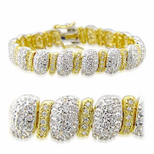 Perfectly Viewed 32017 - Gold Rhodium Brass Bracelet with AAA Grade CZ  in Clear