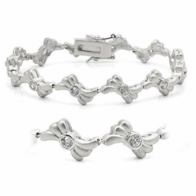 LO1164 - Matte Rhodium & Rhodium Brass Bracelet with AAA Grade CZ  in Clear Peerless Detail Historical Scope