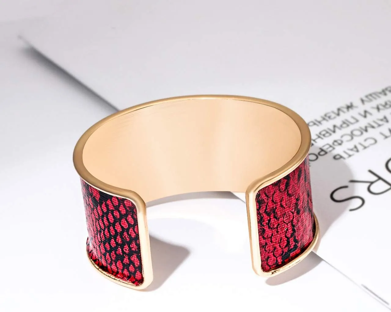 Wide Cuff Bracelets for Women Leopard Bangle Bracelets Snakeskin Leather Wrap Cuff Bracelets for Women