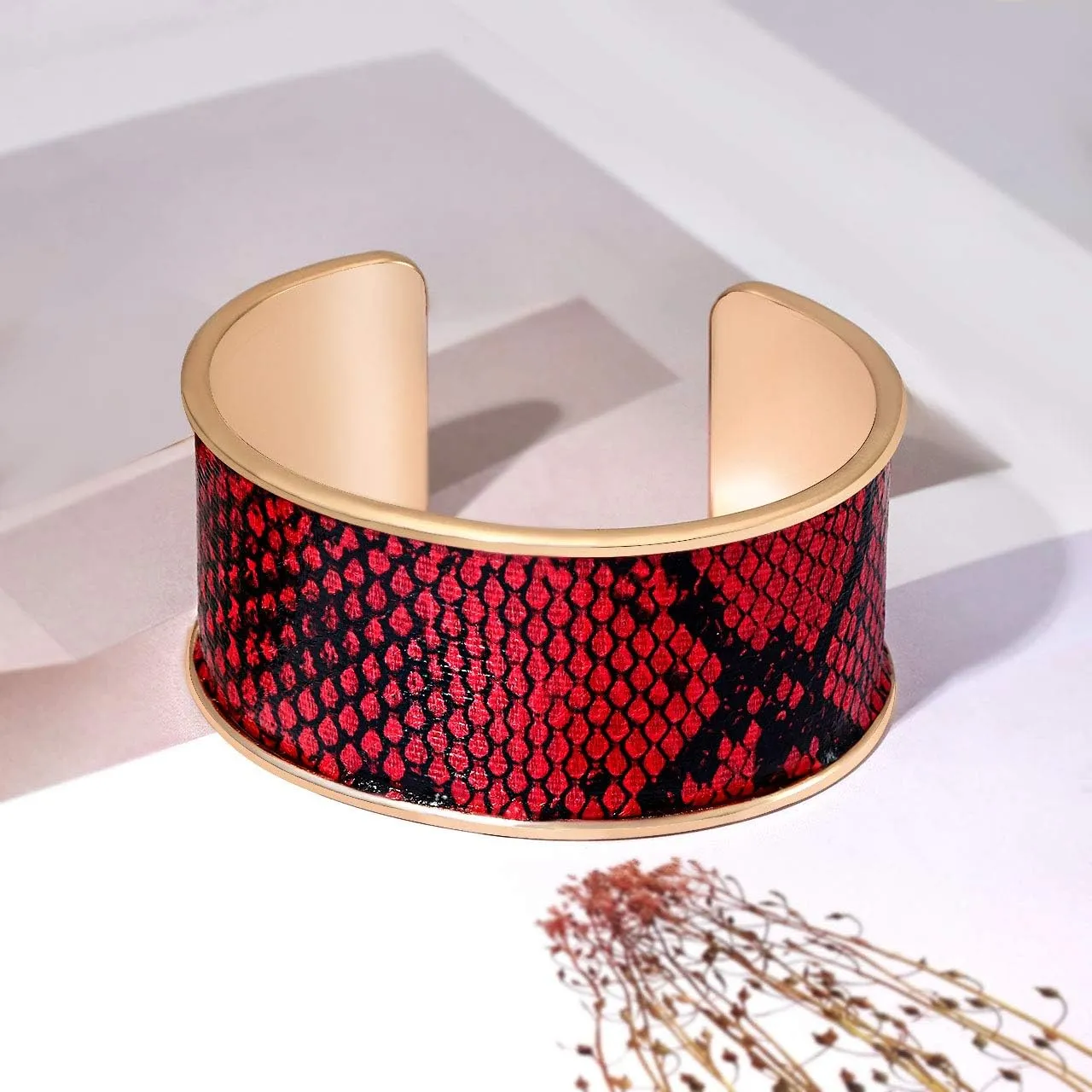 Wide Cuff Bracelets for Women Leopard Bangle Bracelets Snakeskin Leather Wrap Cuff Bracelets for Women