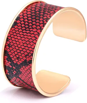 Wide Cuff Bracelets for Women Leopard Bangle Bracelets Snakeskin Leather Wrap Cuff Bracelets for Women