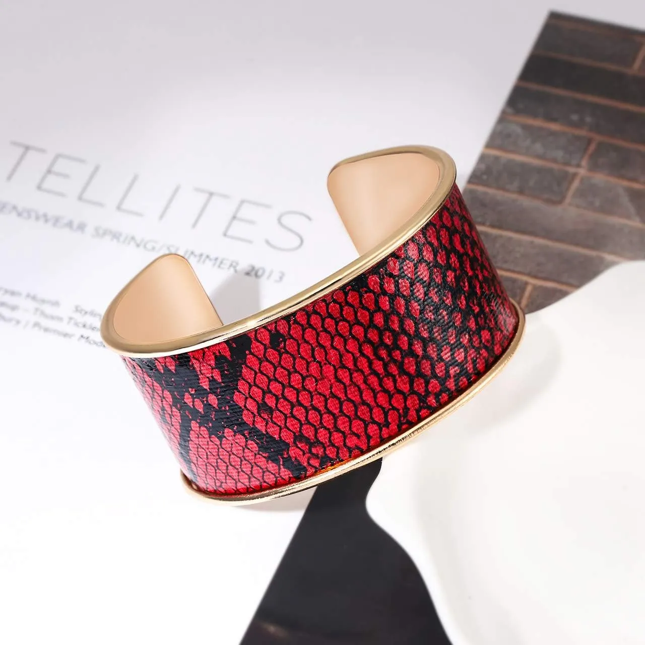 Wide Cuff Bracelets for Women Leopard Bangle Bracelets Snakeskin Leather Wrap Cuff Bracelets for Women