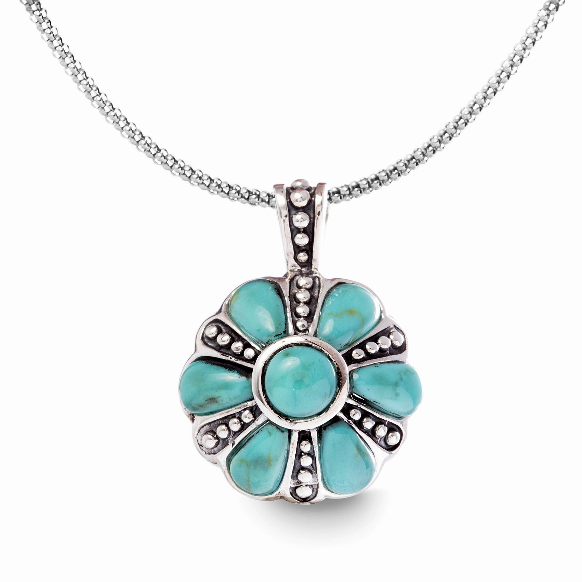 Urban Trend Matching Adornment Willowbird Turquoise Pendant in Oxidized Sterling Silver