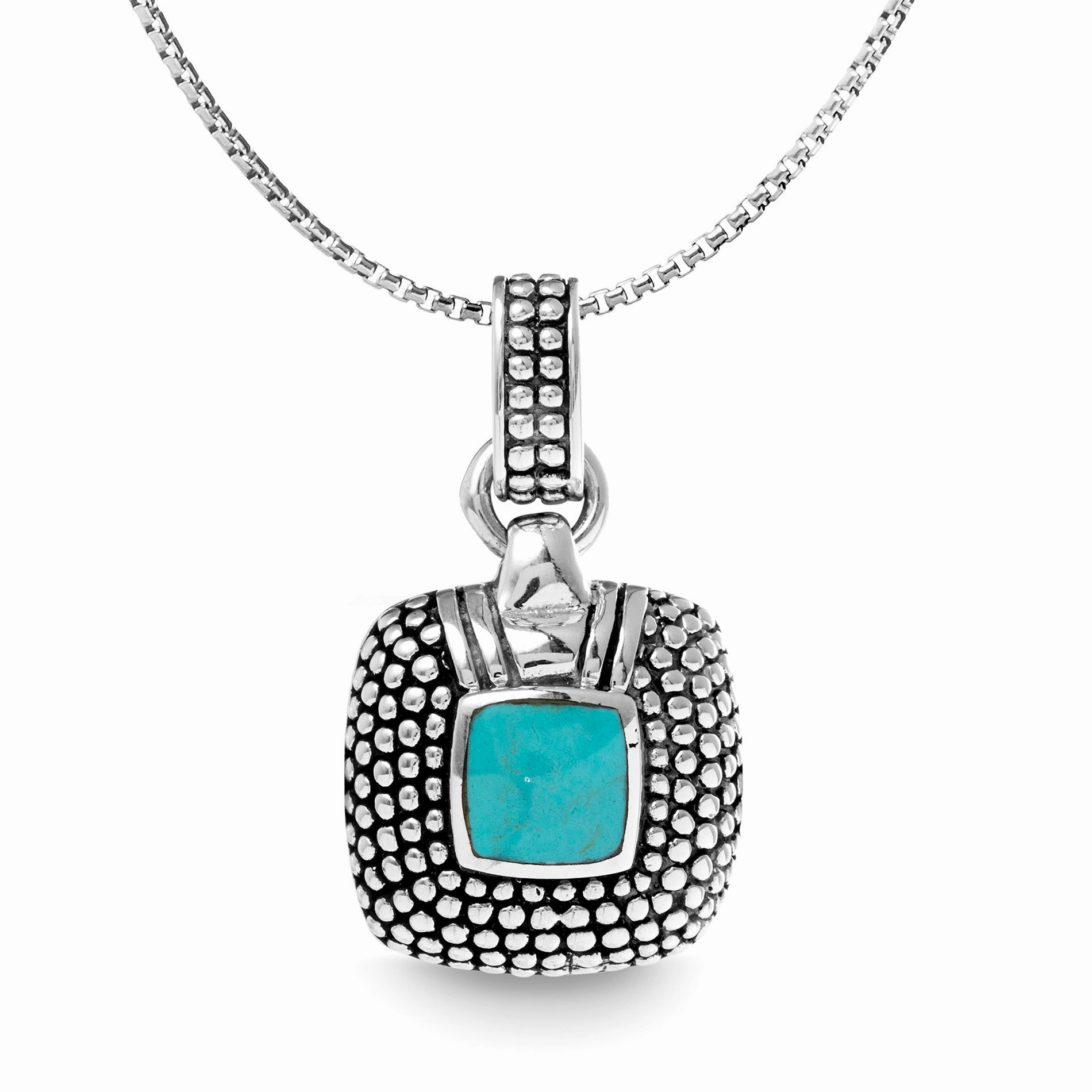 Willowbird Turquoise Pendant in Oxidized Sterling Silver for protection Chic Street