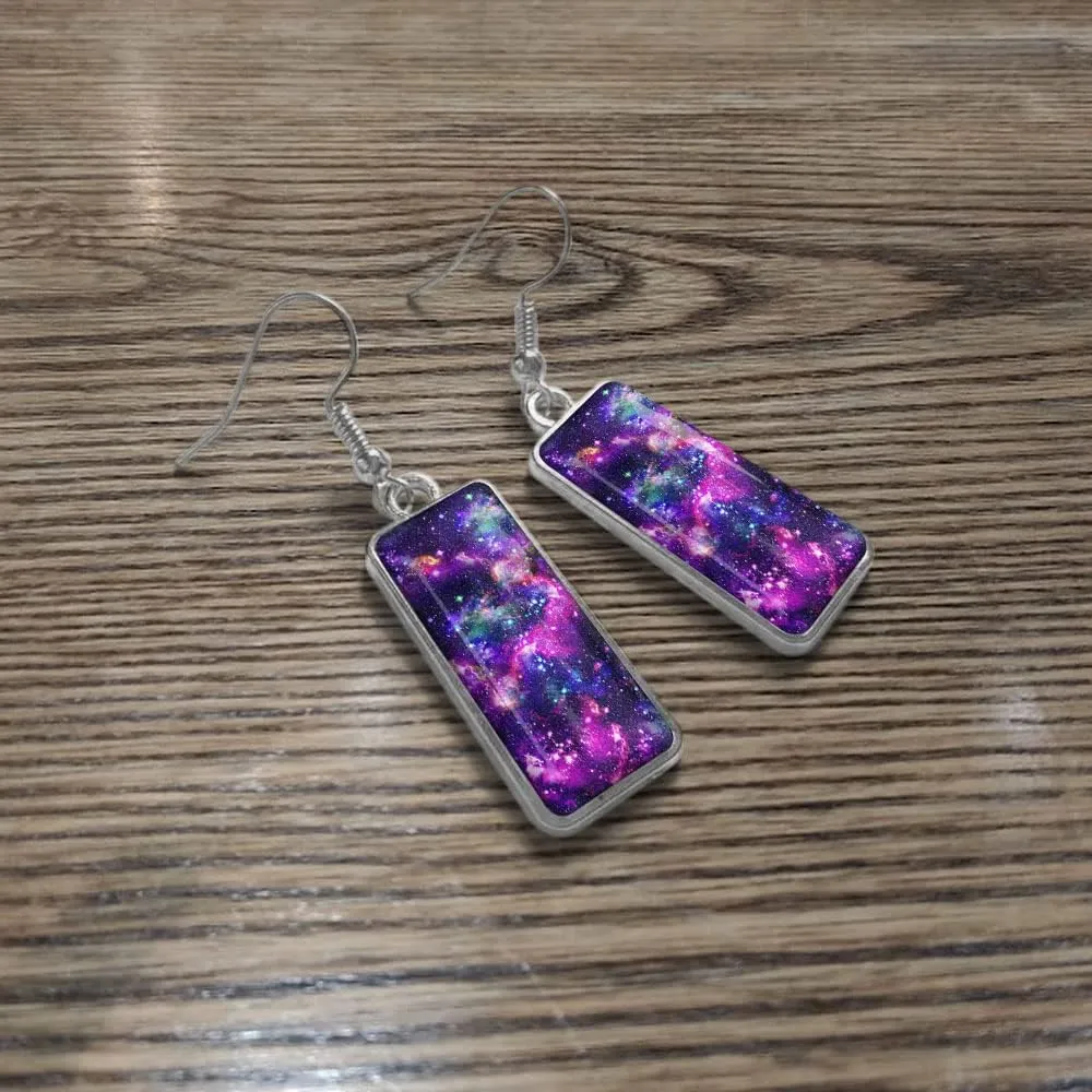WIRESTER 1 Pair Glass Rectangle Earrings Drop Dangle Earrings Fashion Jewelry Accessories For Women