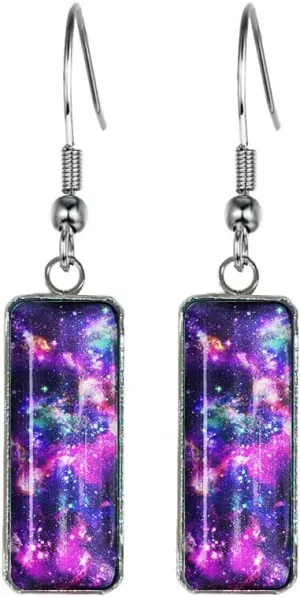 WIRESTER 1 Pair Glass Rectangle Earrings Drop Dangle Earrings Fashion Jewelry Accessories For Women