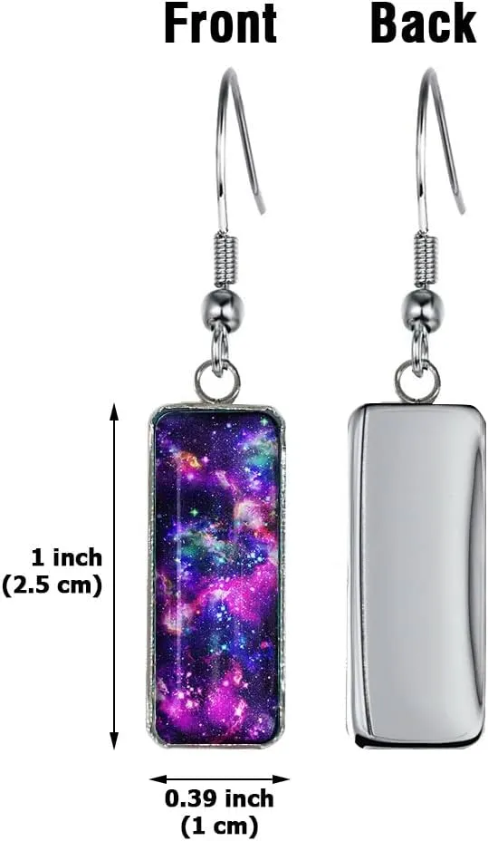 WIRESTER 1 Pair Glass Rectangle Earrings Drop Dangle Earrings Fashion Jewelry Accessories For Women