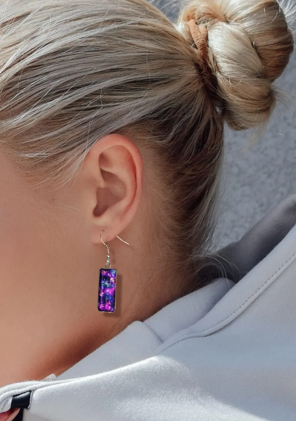 WIRESTER 1 Pair Glass Rectangle Earrings Drop Dangle Earrings Fashion Jewelry Accessories For Women