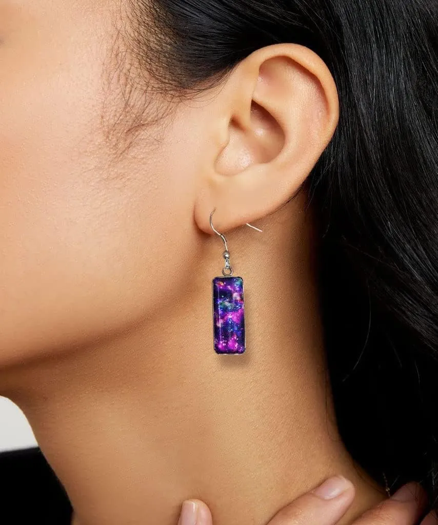 WIRESTER 1 Pair Glass Rectangle Earrings Drop Dangle Earrings Fashion Jewelry Accessories For Women