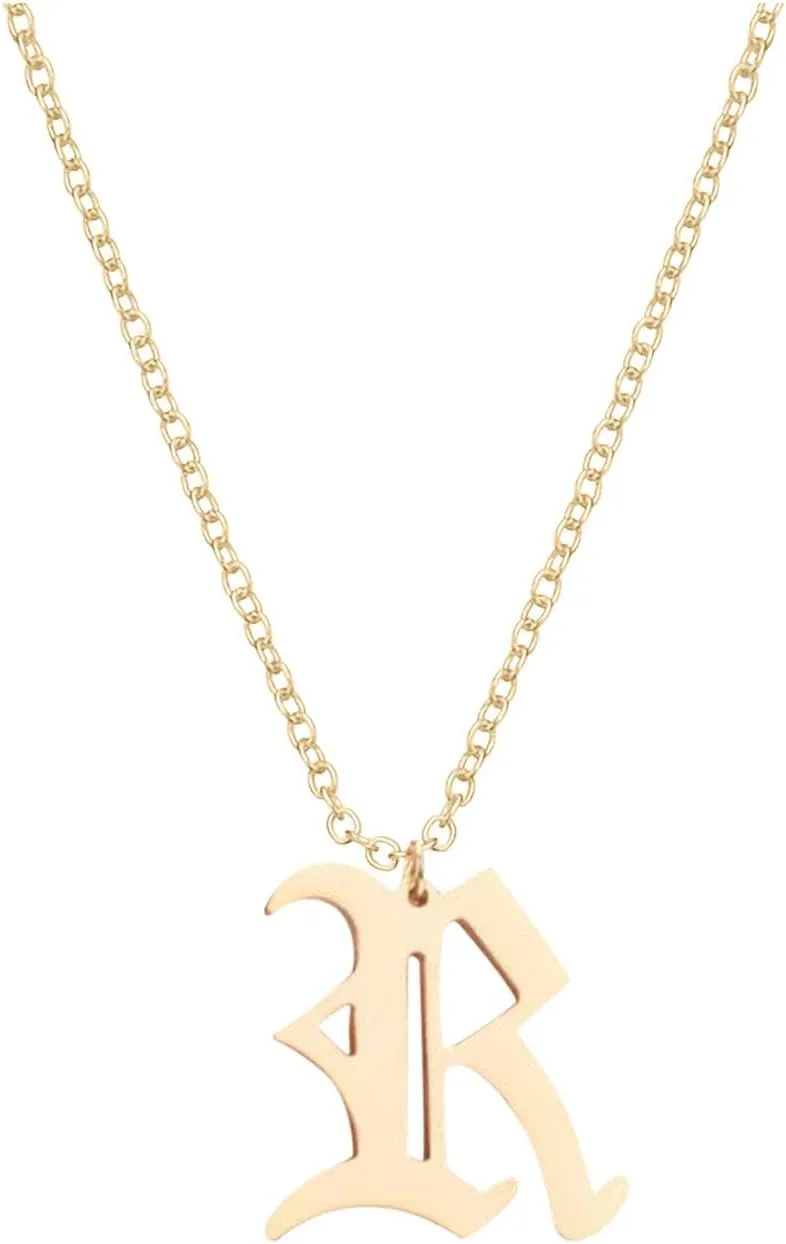 Women 26 Letters Pendant Necklace Stainless Steel Alphabet Initial Necklaces Stylish Minimalist Design Clavicle Chain
