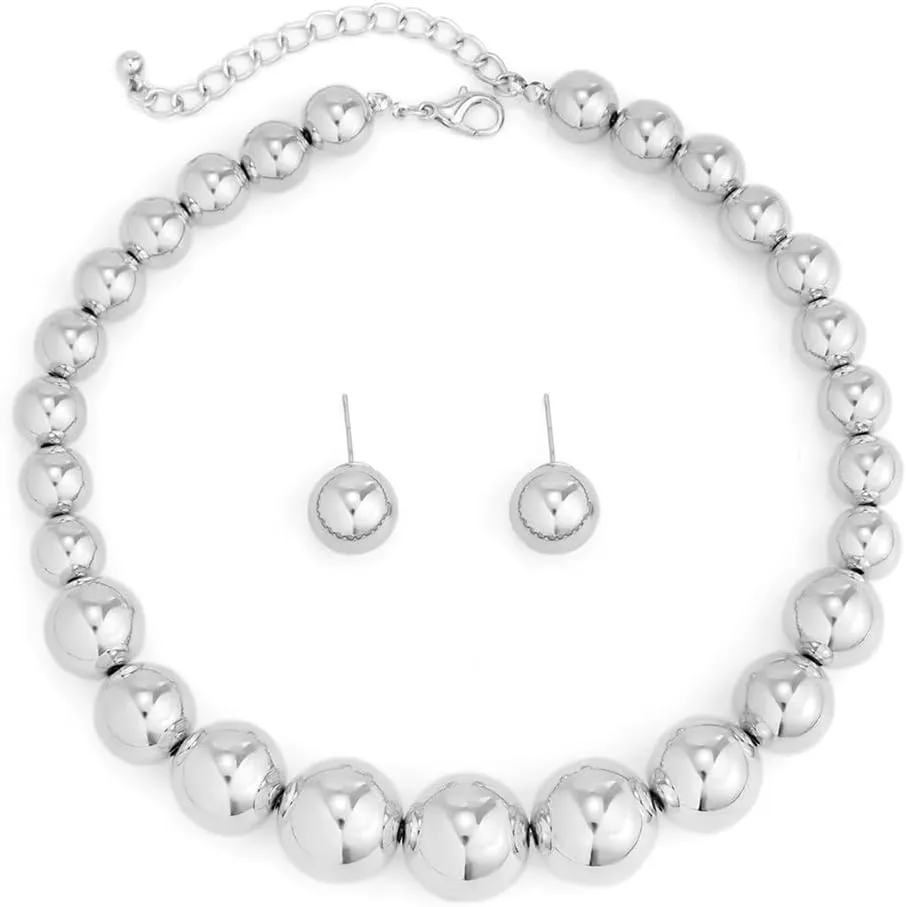 Women Boho 1920s Pearls Choker Necklaces with Earrings Set Gold Dainty Pearls Choker Necklaces Fashion Chunky Pendant Multilayer Adjustable Layering Chain Necklaces for Women