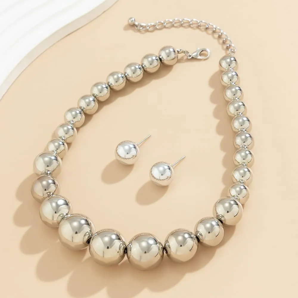 Women Boho 1920s Pearls Choker Necklaces with Earrings Set Gold Dainty Pearls Choker Necklaces Fashion Chunky Pendant Multilayer Adjustable Layering Chain Necklaces for Women