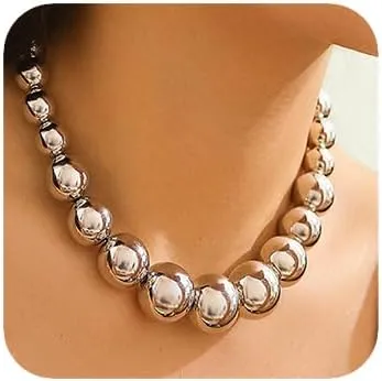 Women Boho 1920s Pearls Choker Necklaces with Earrings Set Gold Dainty Pearls Choker Necklaces Fashion Chunky Pendant Multilayer Adjustable Layering Chain Necklaces for Women
