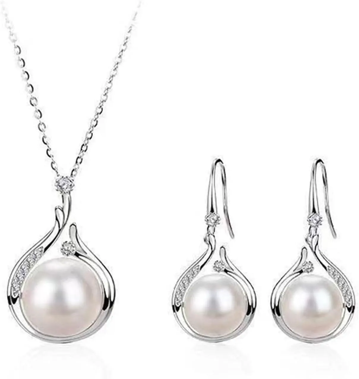 Women Bridal Wedding Jewelry Set Alloy Necklace Earrings Circle of Love Necklace