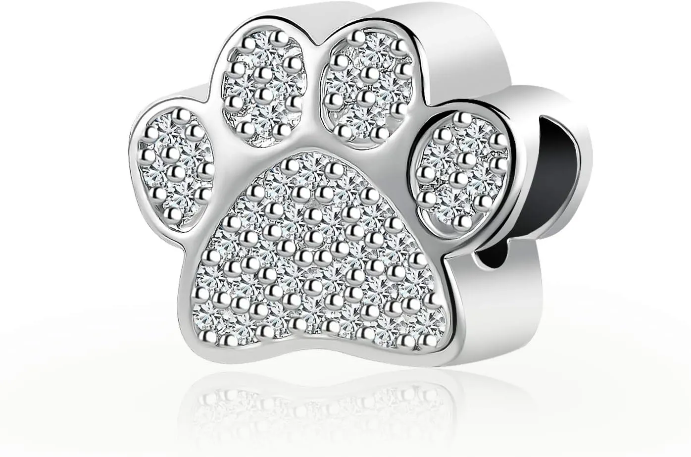Women Charm for Bracelets Paw Print Pet Dog Cat Beads Silver Love Heart Silver Charm Bracelets Charm for Women Lover Dog Mom Animal Lovers