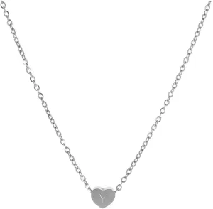 Women Heart Shape Initial Necklace Dainty Anniversary Clavicle Chain Stylish Minimalist Design Pendant Necklaces