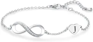 Women Initial A-Z Letter Bracelets Infinity Love Heart Alphabet Chain Bracelets Adjustable Stainless Steel Bracelets Jewelry Gifts