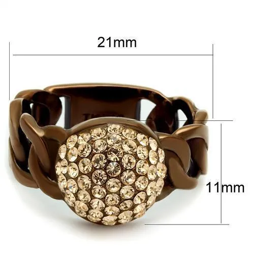 Women Stainless Steel Synthetic Crystal Rings Light Peach