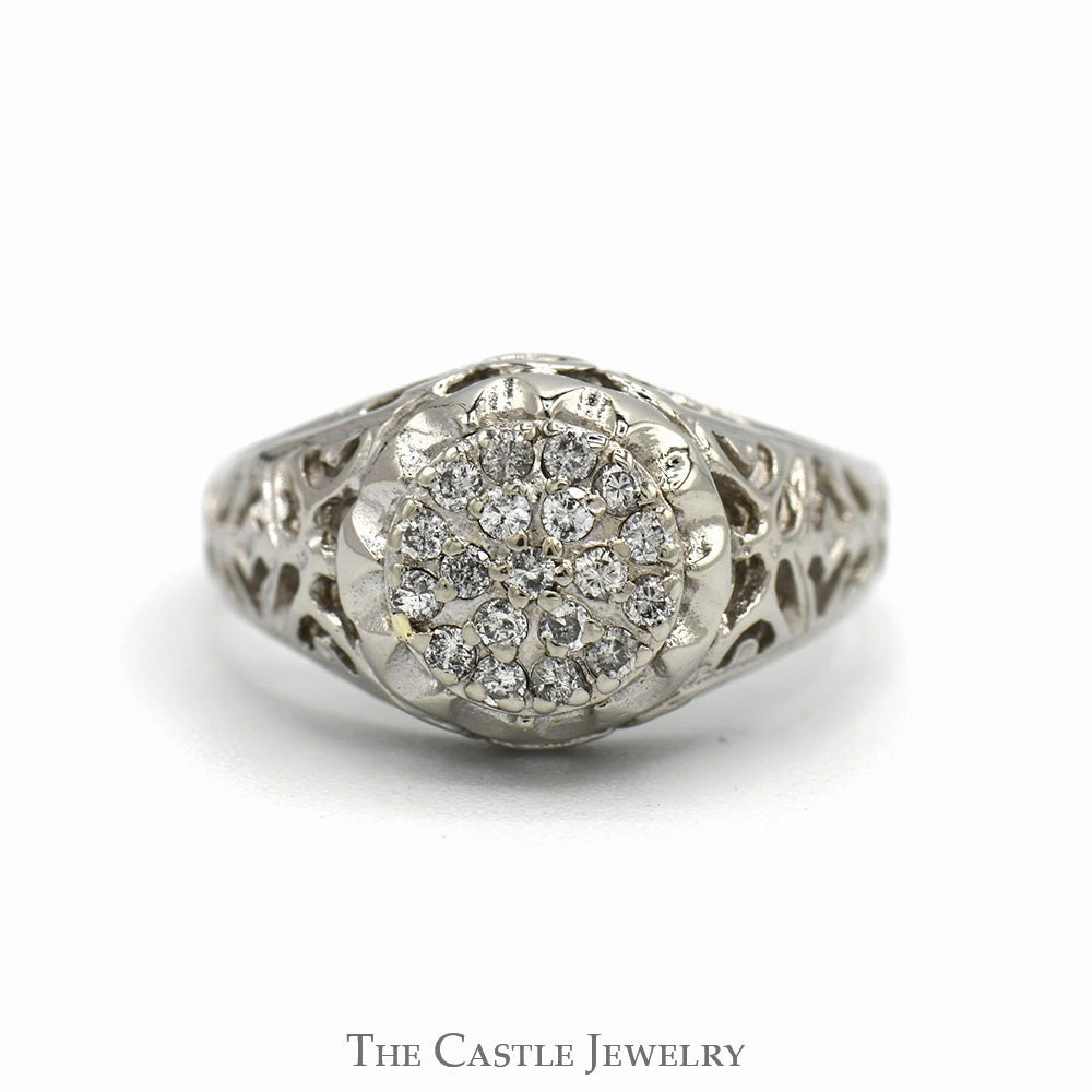Women's Kentucky Diamond Cluster Ring in 10k White Gold Relaxed Style