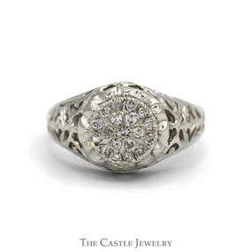 Women's Kentucky Diamond Cluster Ring in 10k White Gold Relaxed Style
