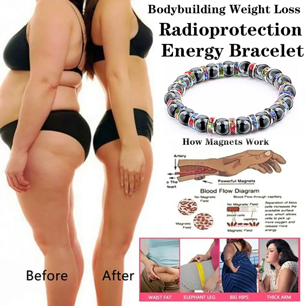 Women's Magnetic Bracelet，Hematite Bracelets，Magnetic Bracelets With Zirconia,Handmade Stretch Magnetic Bracelet，Eliminates static electricity. (Color Zirconia，8MM)